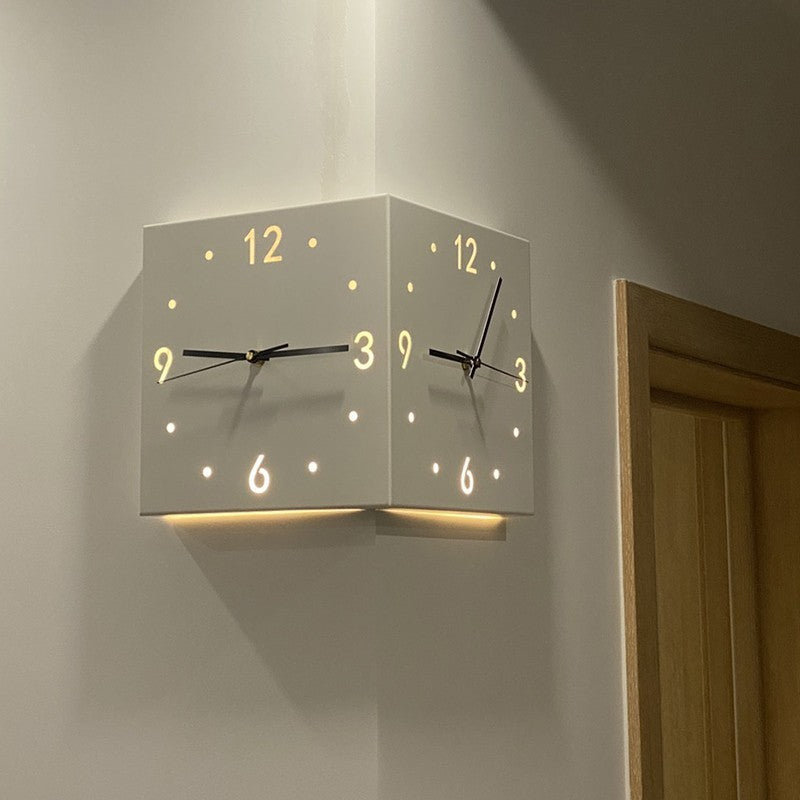 10 inch Corner Double-Sided Clock Wall Clock, Modern Style Wall Deco