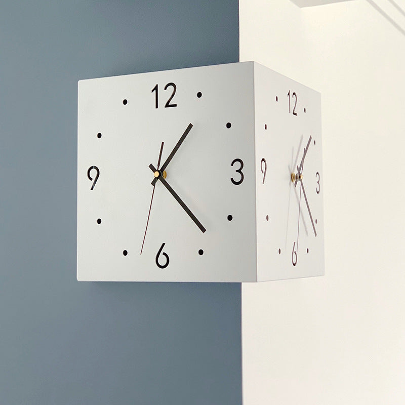 10 inch Corner Double-Sided Clock Wall Clock, Modern Style Wall Deco
